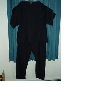 8X PLUS SIZE LADIES COTTON SHIRT & PANT SET BLACK